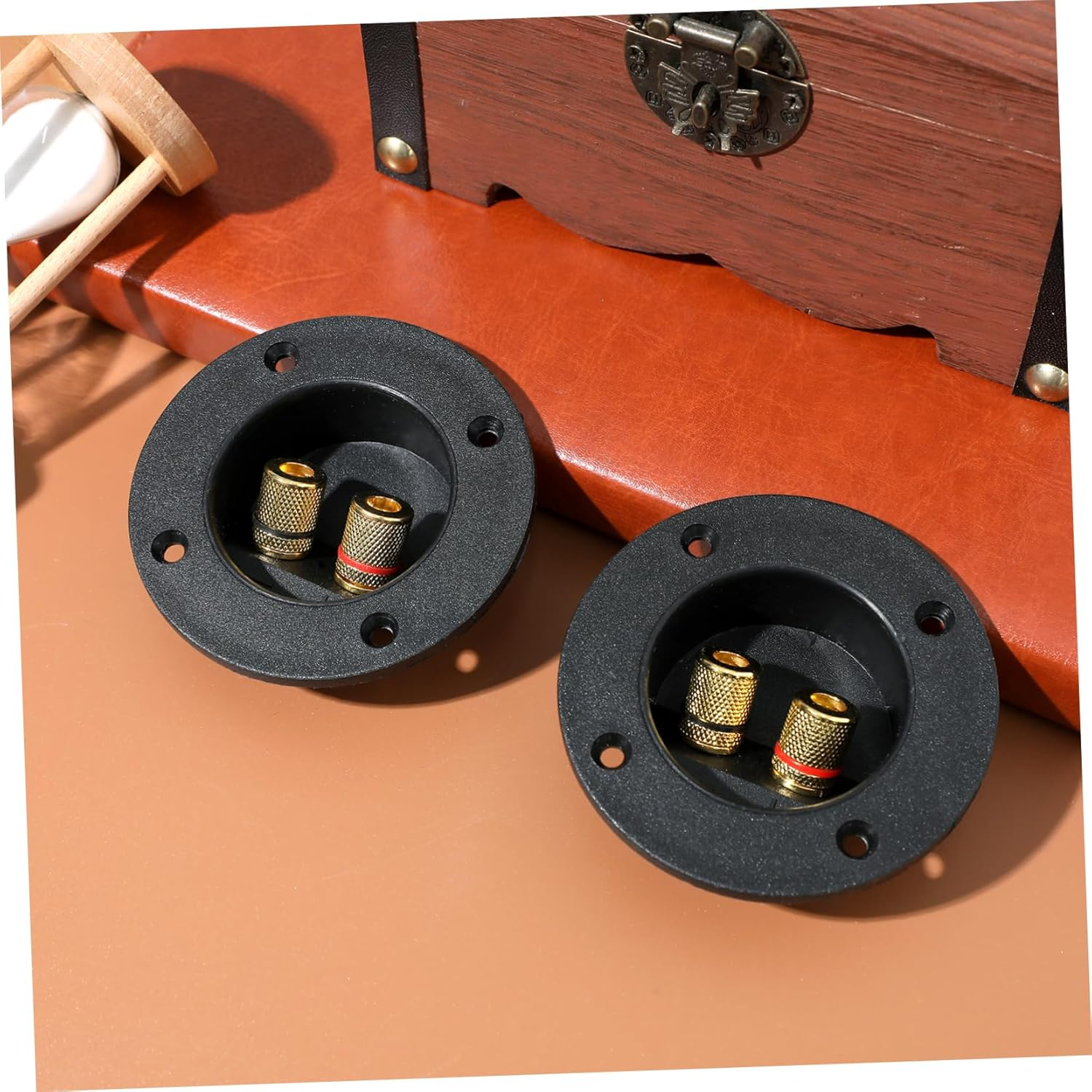 Sewroro 5Pcs round 2-Way Speaker Terminal Binding Post Connector Set Full Copper Speaker Terminal Cups for DIY Home Car Audio Black Connectors for Hifi Subwoofer Systems image number 3