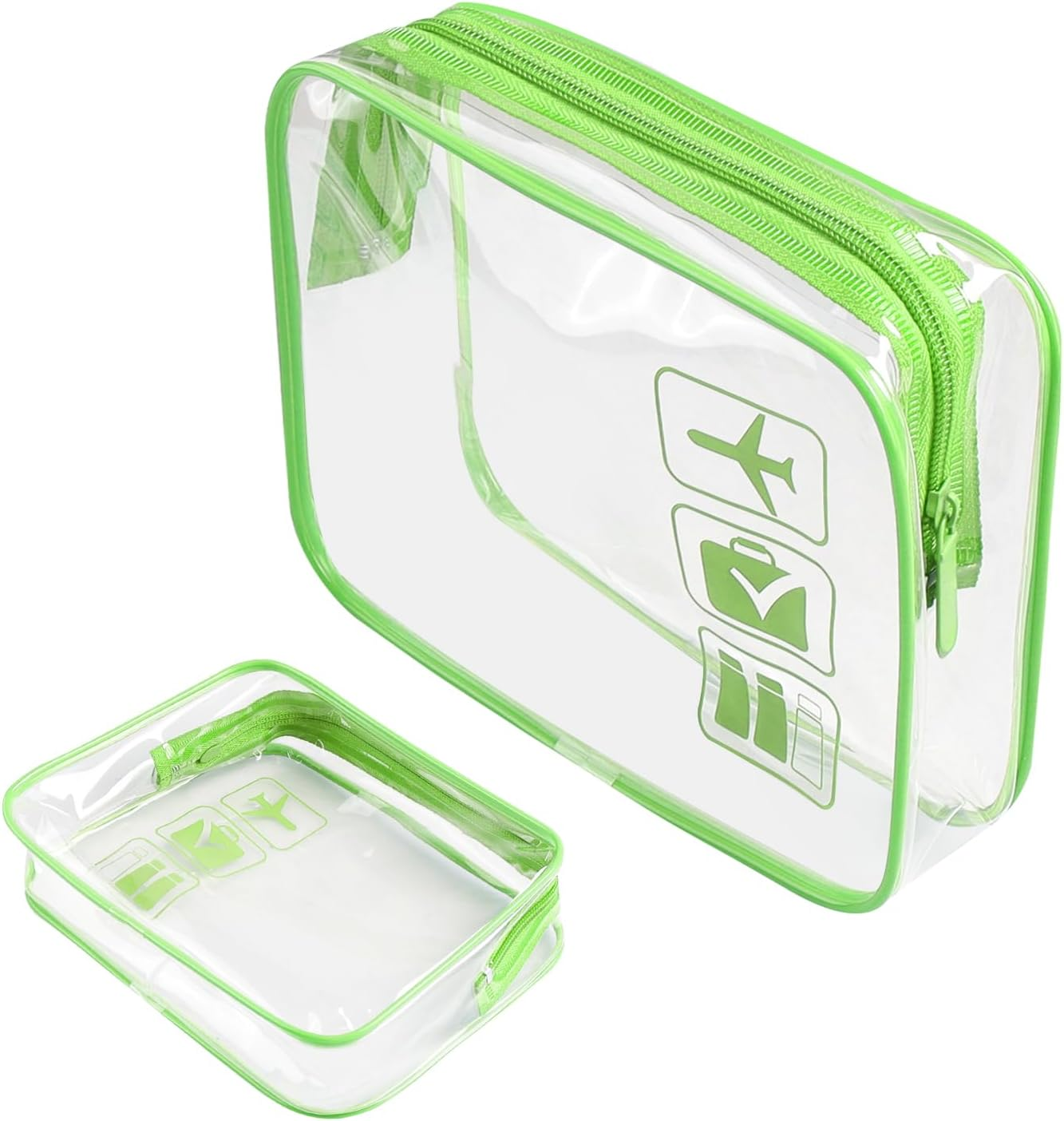 2PCS Toiletry Bag Wash Bag Clear, Waterproof Travel Toiletries Large Capacity, Clear Travel Toiletries Bag 20*14Cm, Travel Toiletry Bag Suitable for Travel Business Tripdaily Usemakeup Storage (Green)