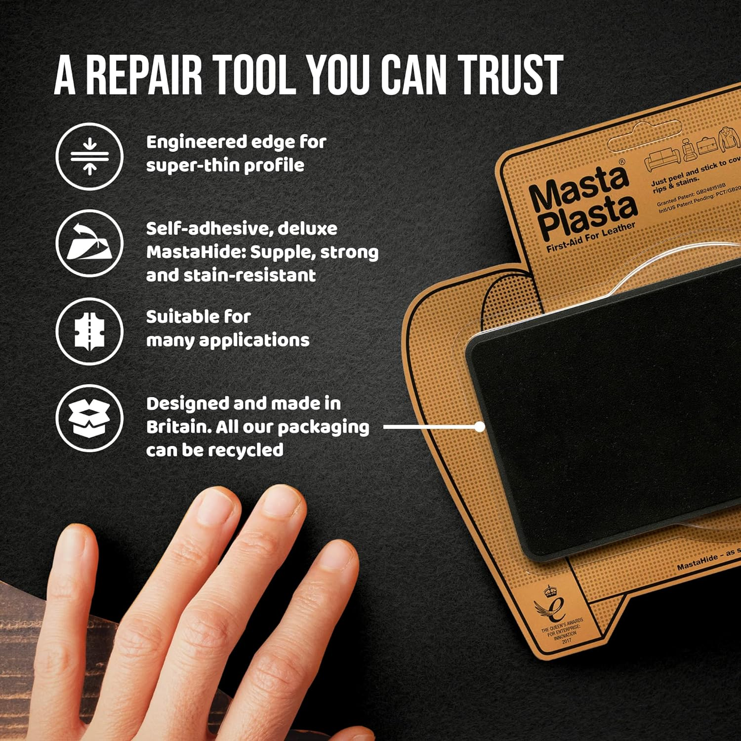 Brown Mastaplasta Self-Adhesive Premium Suede Repair Patches. Choose Size/Design. First-Aid for Sofas, Car Seats, Handbags, Jackets image number 6