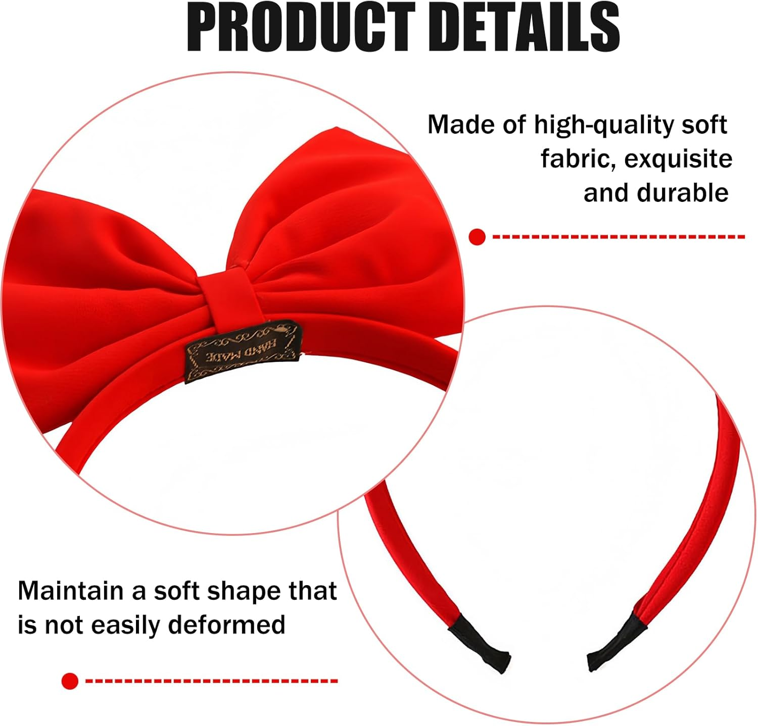 EUYKQNOI Black Bow Headband Headdress for Women and Girls, Valentine'S Day Red Bow Hair Bands Hair Band Perfect Hair Accessories for Party and Cosplay, Pack of 2 image number 5
