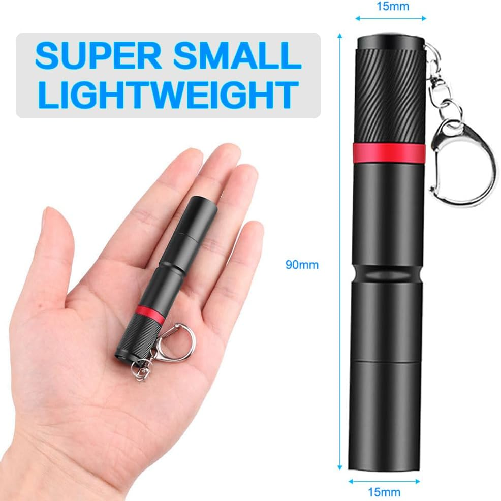 MODOAO Mini LED Keychain Flashlight, 2 Pack Pocket Size Torch with 3 Light Modes, Waterproof Ultra Bright Portable Key Chain Small Flash Light for Hiking, Camping, Hunting, Fishing image number 6