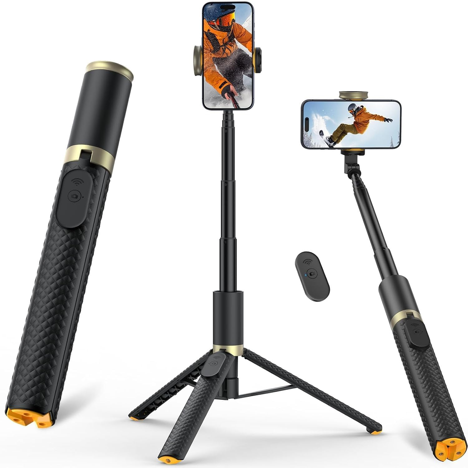 Vimose 62" Phone Tripod Stand & Selfie Stick with Remote, Unified All-In-1 Extendable Cell Phonetripod for Iphone/Android