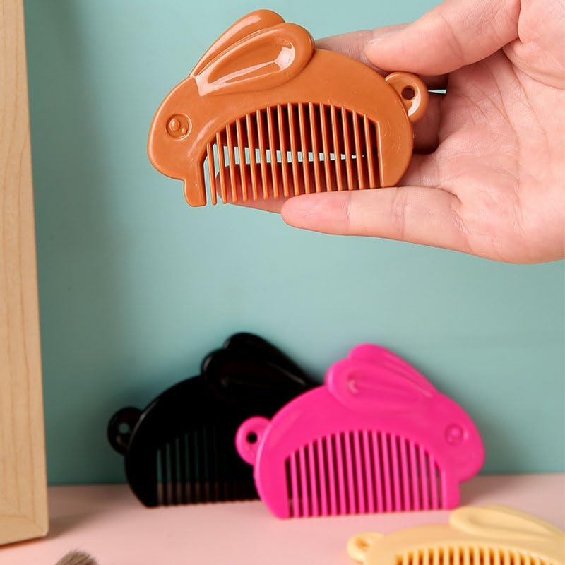 Ximimark 4 Pc Solid Color Lovely Rabbit Shaped Comb Portable Hair Comb Easy to Carry Easter Bunny Hair Styling Tool for All Type of Hair image number 1