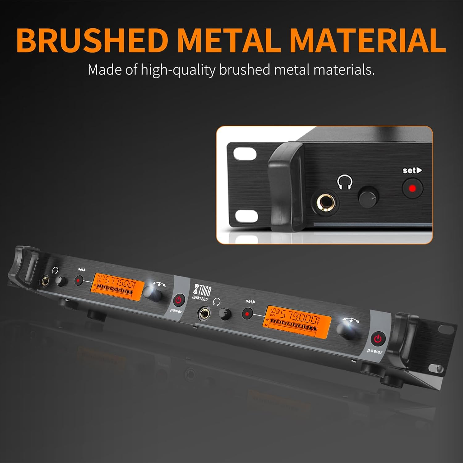 XTUGA IEM1200 UHF Mono Wireless in Ear Monitor System 2 Channel 5 Bodypacks Monitoring with in Earphone, 40 Frequencies, Rack Mountable, up to 300Ft Operation, Suitable for Church and Band