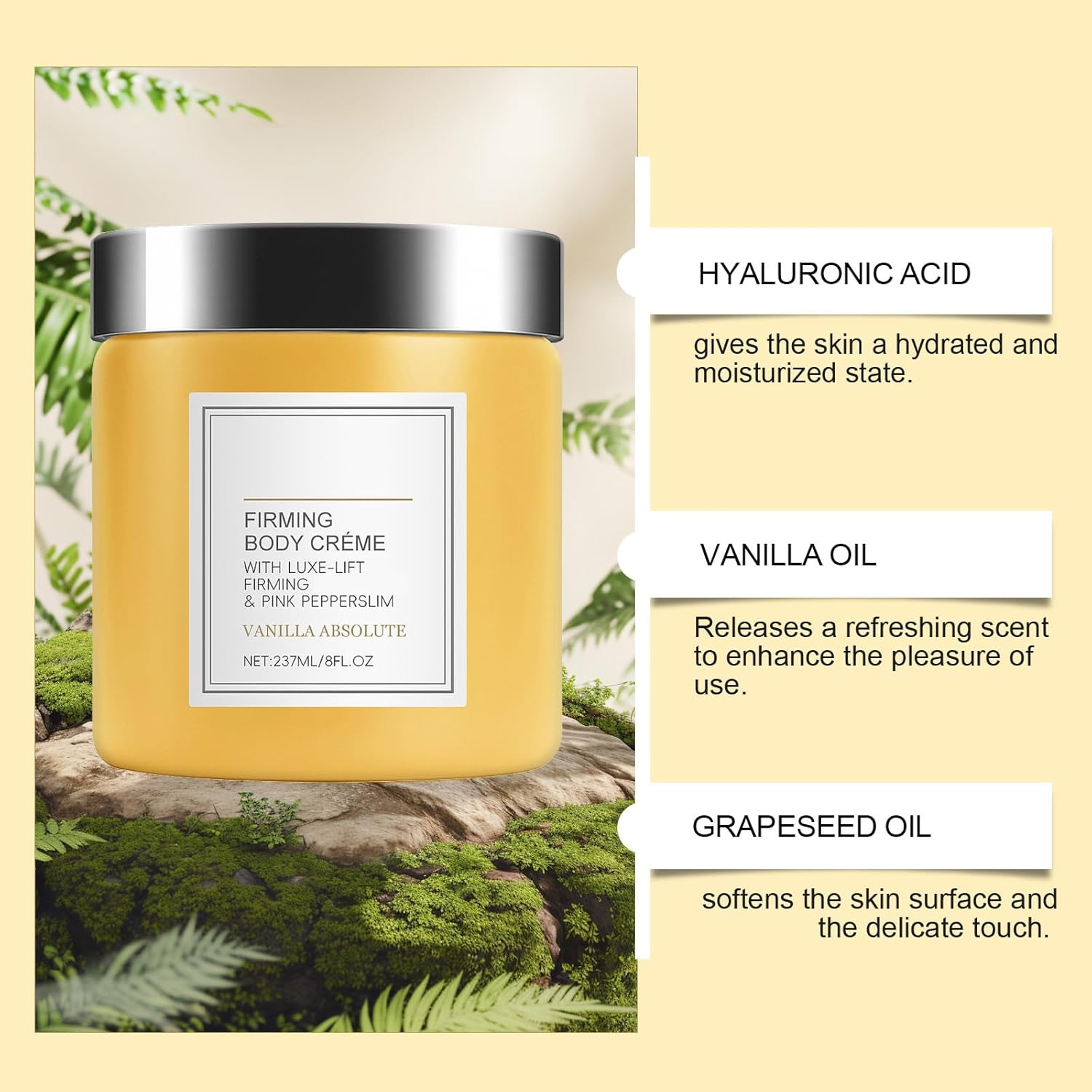 Firming and Lifting Body Creme, Vanilla Firming Body Lotion, Containing Luxurious Lifting and Firmings Complex and Pink Pepper Extract ，Nourishes Dry Skin on Skin Visibly Firmer (4Pcs)