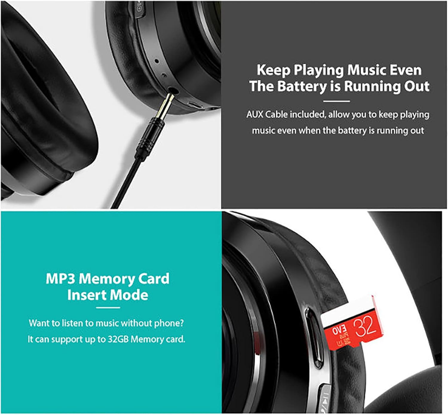 Bluetooth 5.0 Over-Ear Headphones Wireless Headphones, JR Joyreap Foldable Bluetooth 10 M Range Headphones Headset with Colorful Lights Stereo Surround Comfortable Affixed Ears (White) image number 3