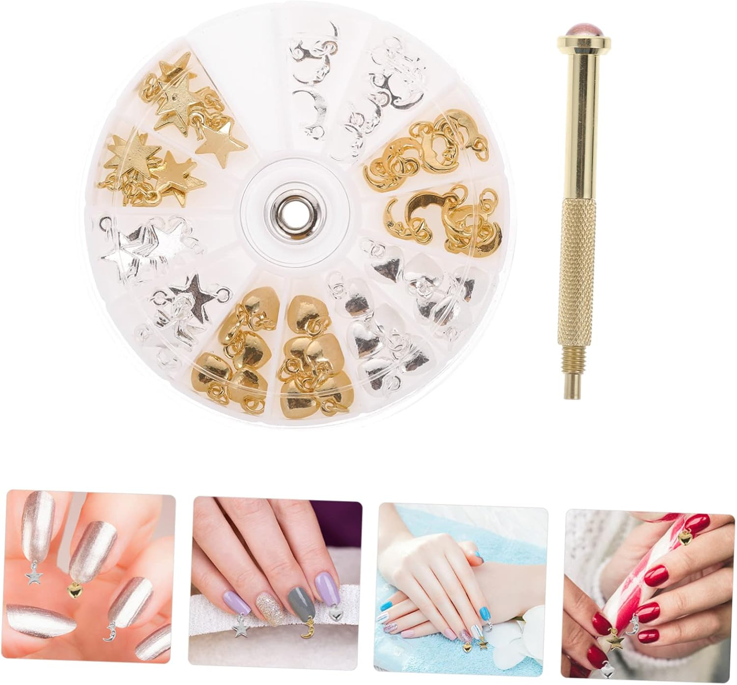 Beaupretty Nail Piercing Tool Set Charming Nail Charms Star Moon Pendant Includes One Random Color Manicure Diy image number 3