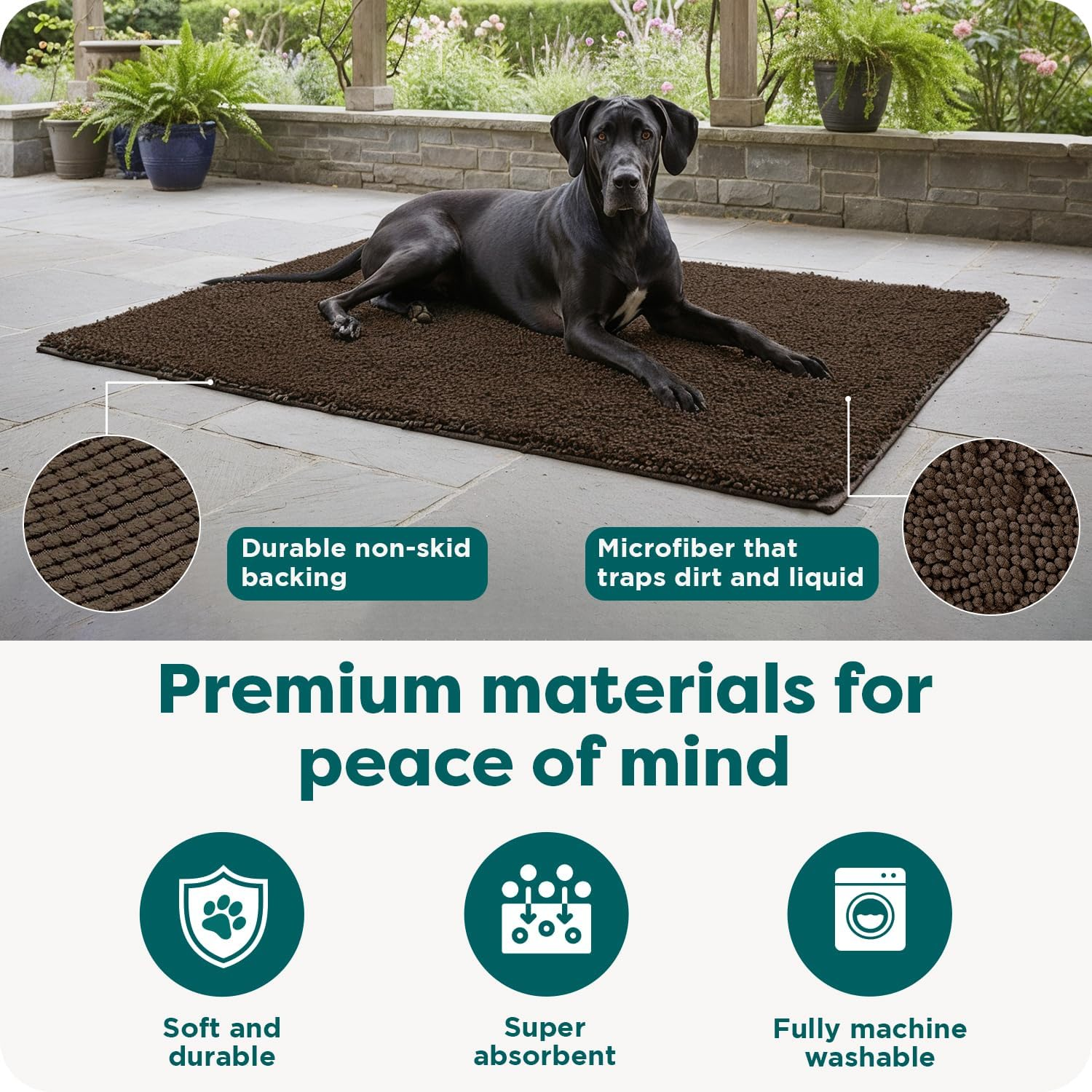 Furhaven Pet Dog Mat | Muddy Paws Towel & Shammy Rug, Mud (Brown), Runner image number 6