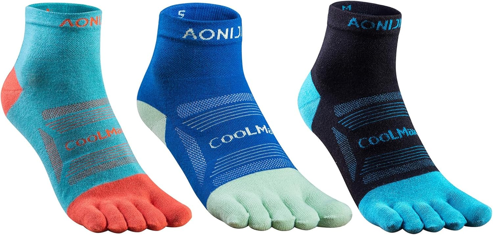 Azarxis 3 Pairs Toe Socks for Men Women Five Finger Socks Athletic Breathable Sweat Wicking Quick-Dry Running Sport Socks
