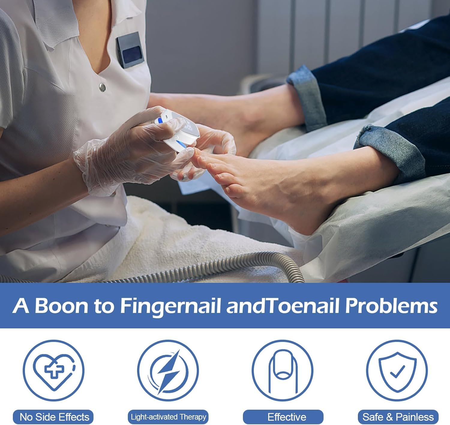 Nail Fungus Laser Treatment Device, Rechargeable Nail Fungus Laser for Fingers and Toenails, Portable Nail Cleaning Care Device, Highly Effective Nail Fungus Treatment (B)