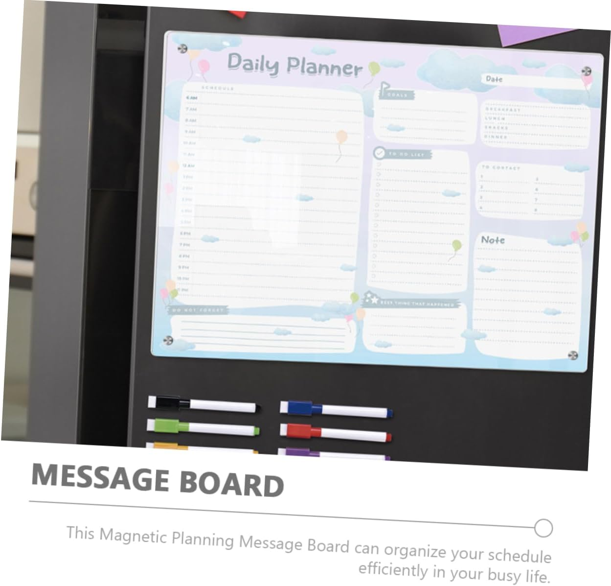 VILLFUL 1 Set Whiteboard Sticker Rewritable Sticker Writing Board Writing Board Memorandum the List Memo Writing Board Calendar Fridge Magnet Magnetic Whiteboard Pen Plan Magnet image number 6