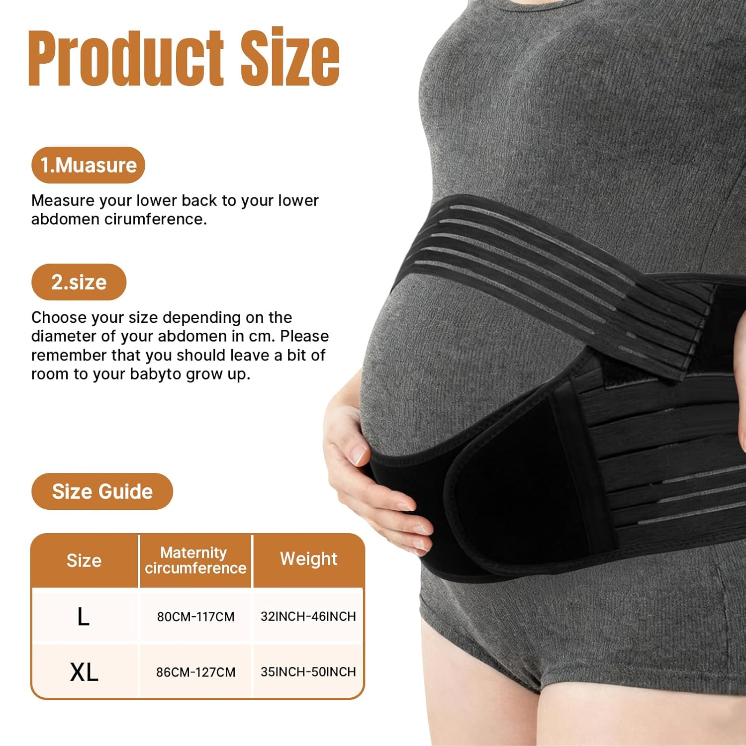 Pregnancy Belt & Belly Band for Pregnant Women - 3 in 1 Breathable & Adjustable to Support Pelvic, Waist, Back, Abdomen Pain, Size XL (XL) image number 5