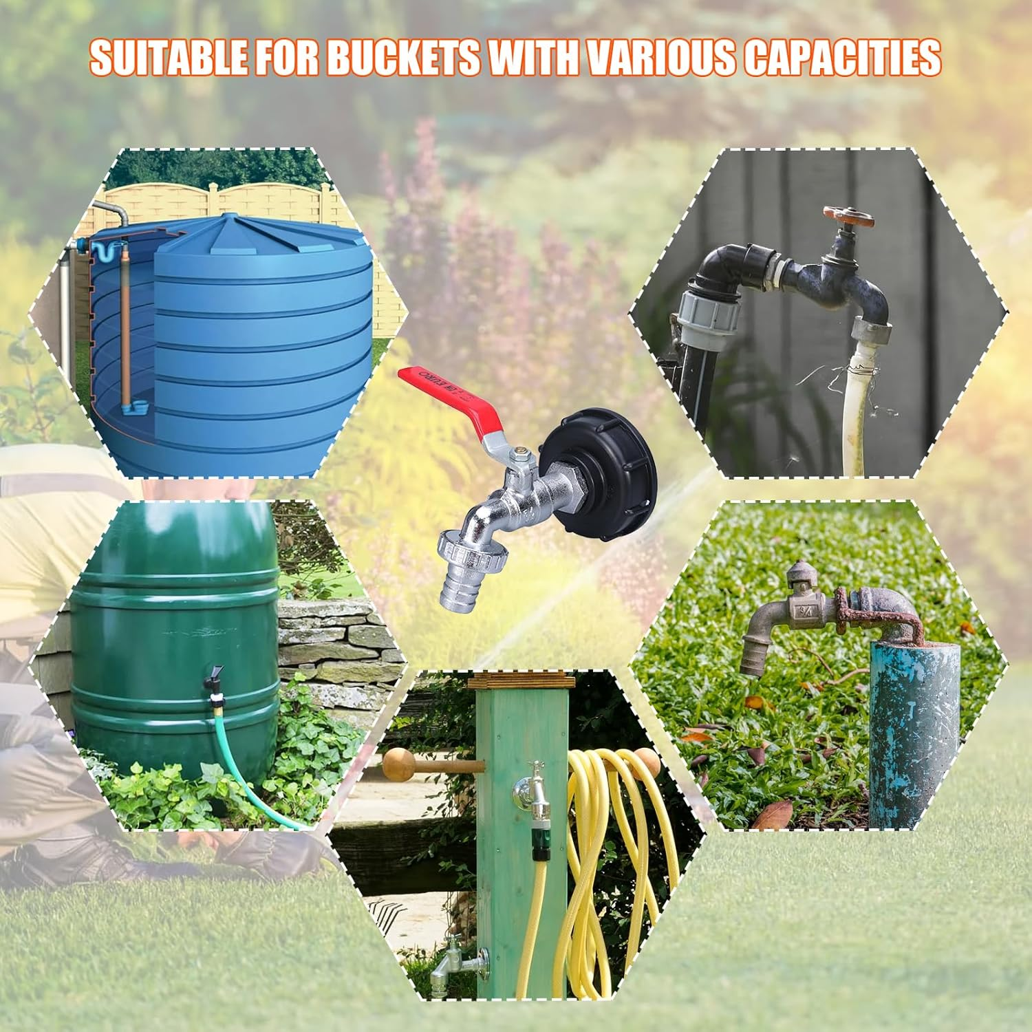 AGDGV IBC Tank Adapter S60X6 to 1/2" Alloy Connector - Leakproof Replacement Valve Fitting Parts for 1000L Water Storage Tanks, Durable Garden Hose Adapter with Sealing Tape image number 4