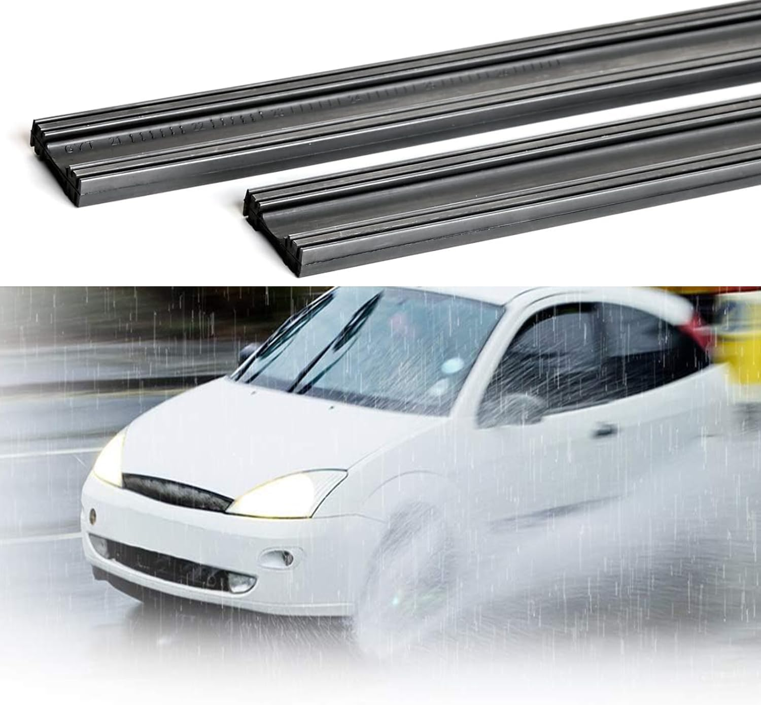 Roczential 28" Wiper Blade Refill (2-Pack) &ndash; Universal Frameless Wiper Blades, 11Mm X 6Mm Fit, Silicone Replacement for Most Cars, Trucks & Suvs image number 1