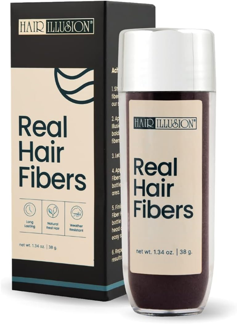 Hair Illusion Dark Brown Real Hair Fibers for Thinning Hair - 100% Natural Texture, Non Synthetic Hair Fibers - Bald Spot Cover up for Women & Men - 38 Gram image number 5