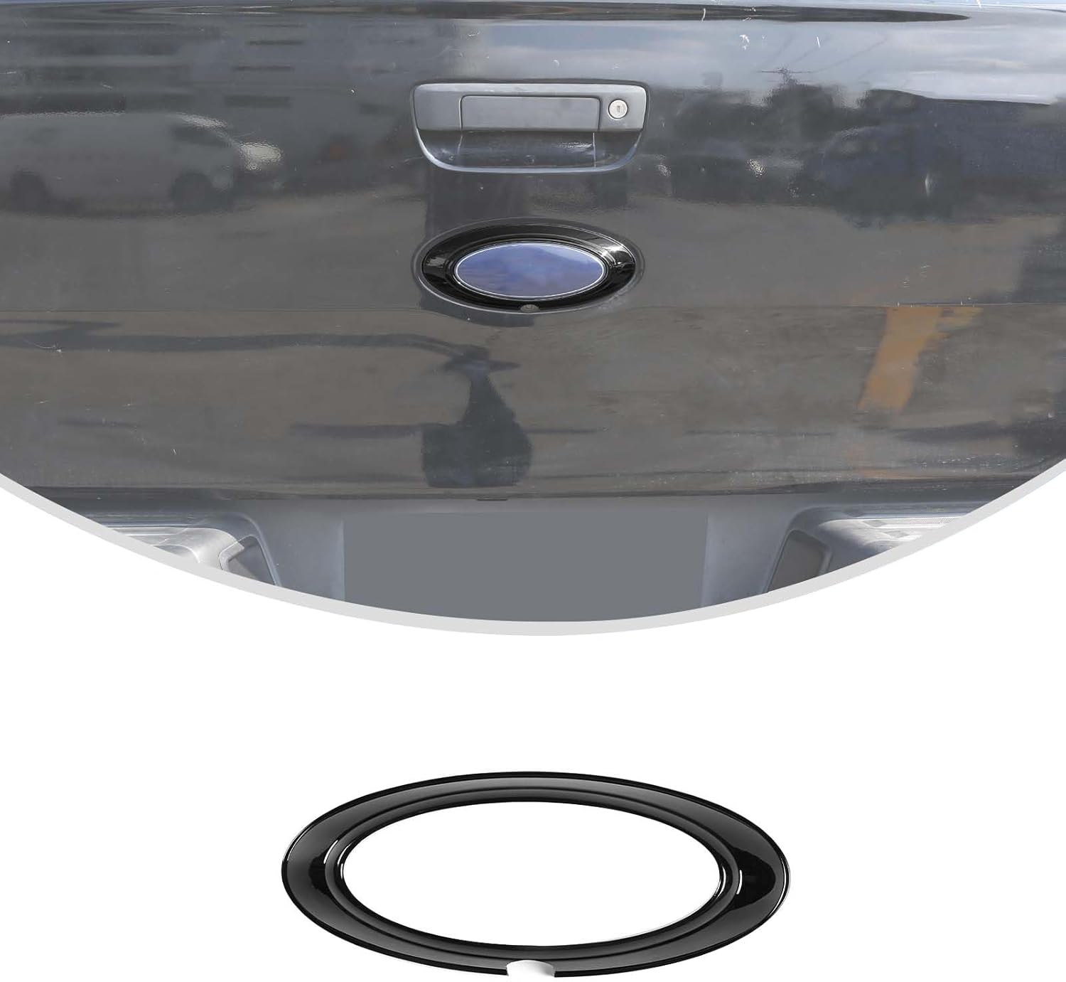 Yinaniutos Tailgate Emblem Frame Trim Compatible with Ford Ranger 2015-2021 Accessories | ABS Plastic Rear Logo Trim Cover | 1PC Set (Matte Black)