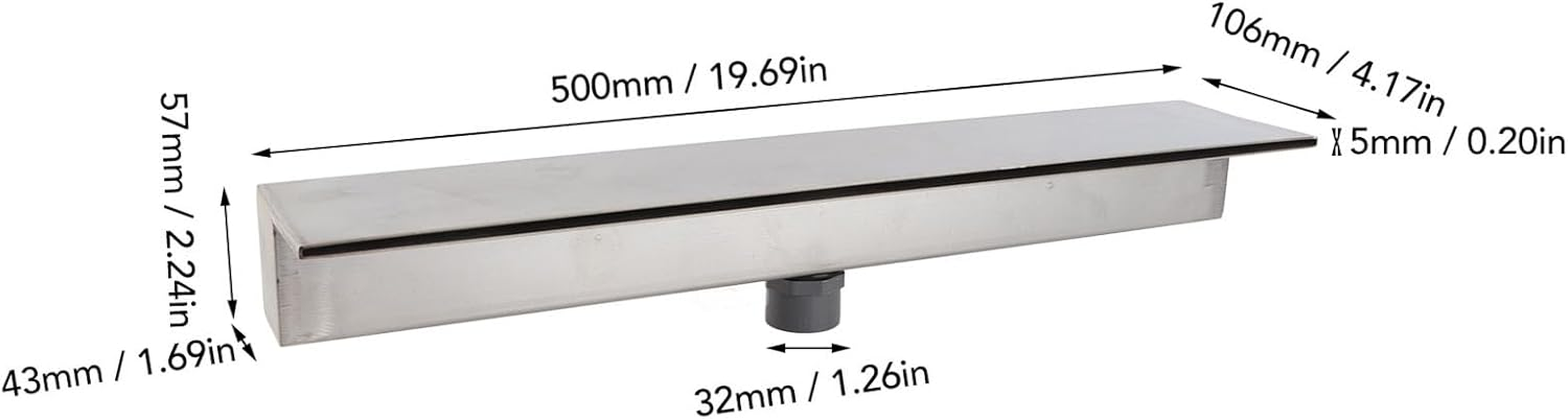 Waterfall Pool Fountain, 304 Stainless Steel Waterfall Spillway, Rectangular Outletl, Water Fall Fountain for Swimming Pool, Garden Pond, Patios, Spa Decoration (500MM) image number 2