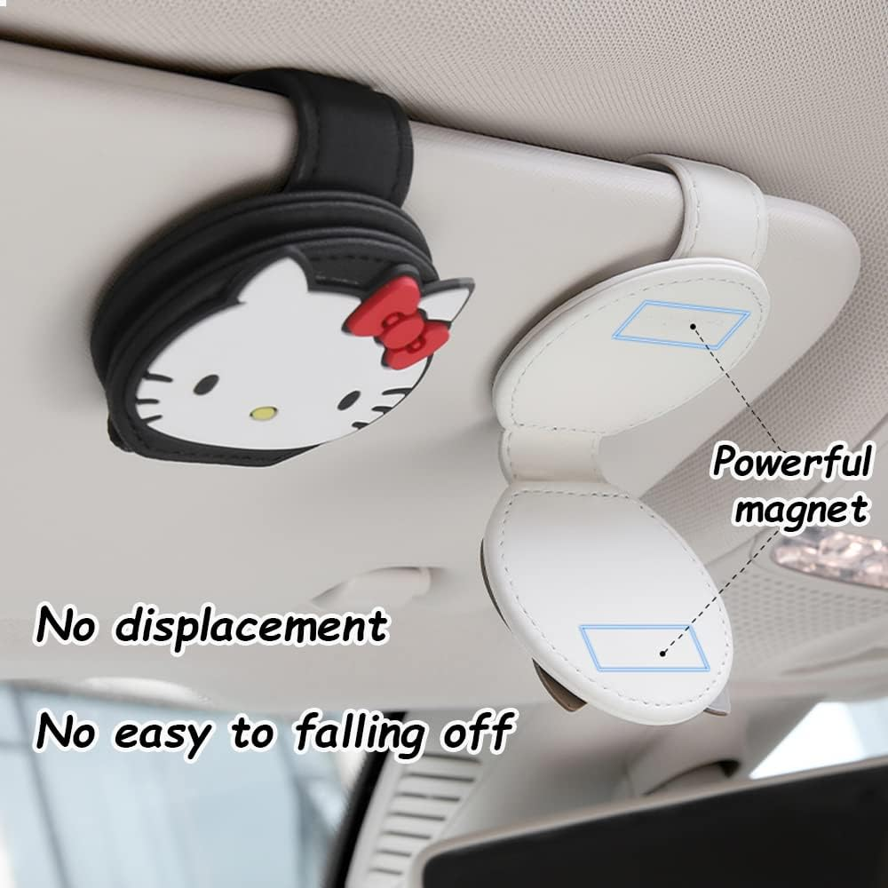 Cute Leather Sunglasses Holder Stand for Car Visor, Magnetic Eyeglass Holder, Sunglass Visor Clip for Car Interior, Car Accessories for Teens(Pink) image number 2