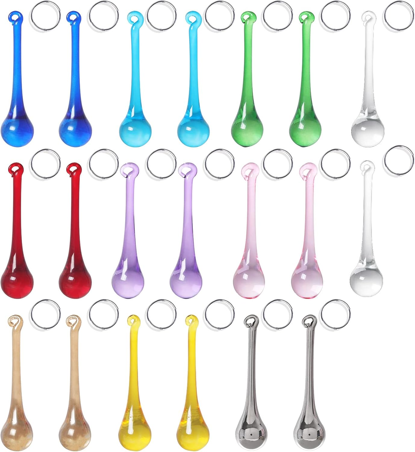 LONGWIN 20Pcs 3Inch Crystal Teardrop Pendant Chandelier Parts Wedding Decoration Christmas Tree Decorations (Multicolor)