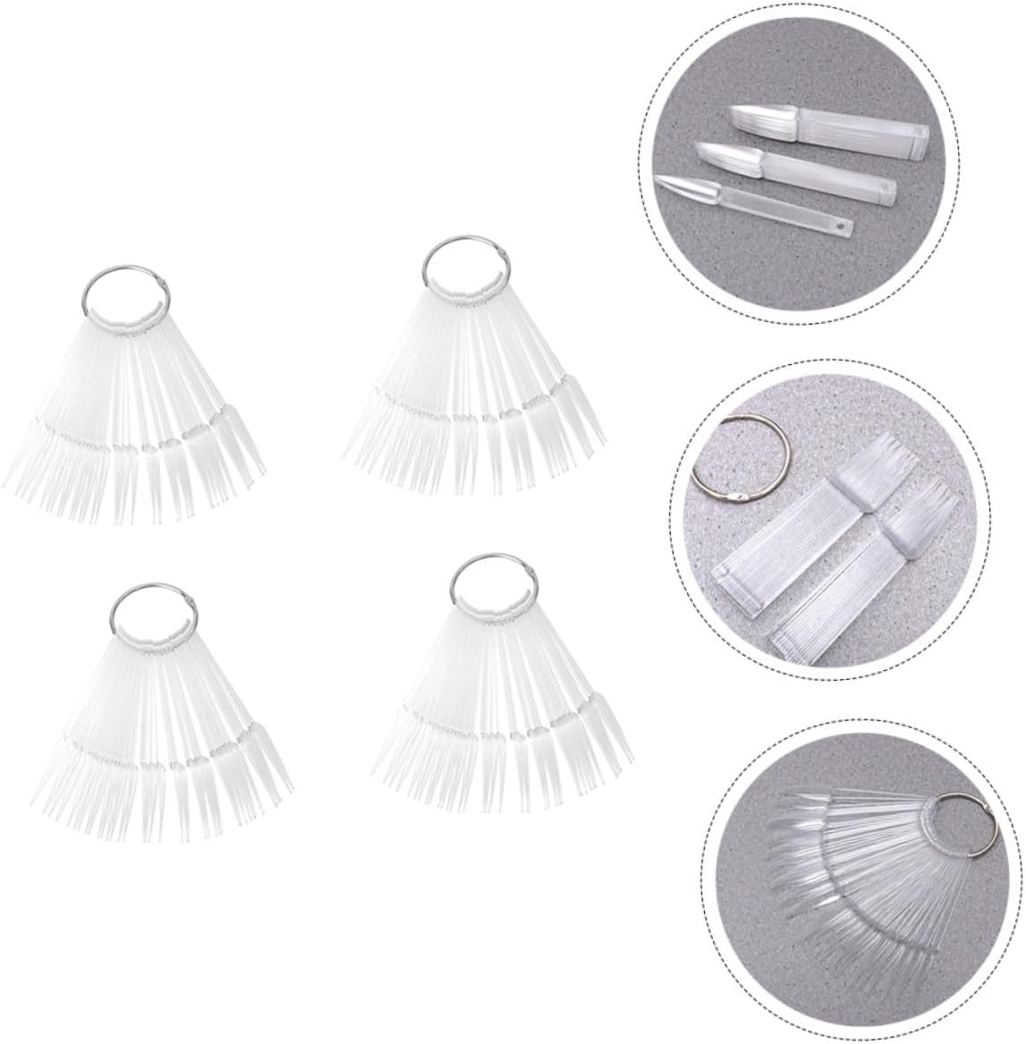 HAMPPLIES 160Pcs Fan Shaped Transparent Nail Piece Color Board for Manicure Practice False Tips Display Multipurpose Nail Salon Tool for Polish Color Display and Art Training image number 2