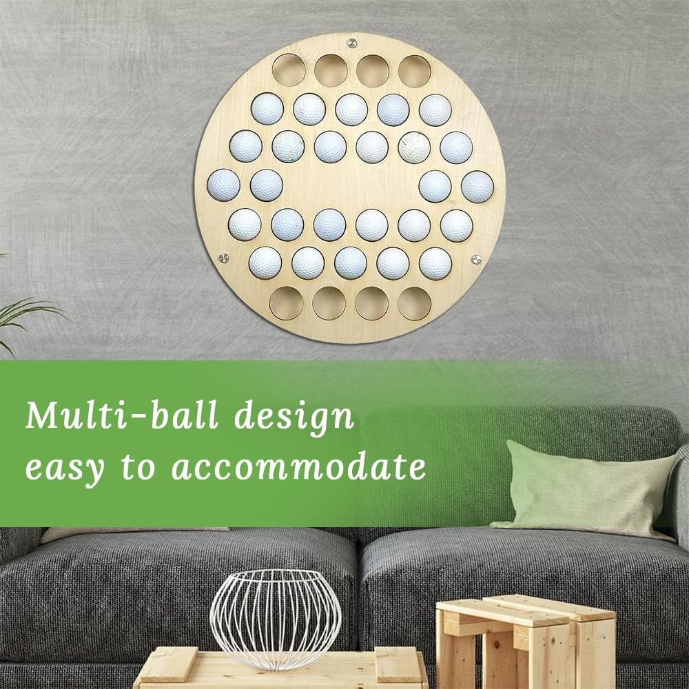 Wooden Golf Rack, Large Capacity round Wooden Display Rack, Wall Mounted Shelf, Golf Storage Rack, Suitable for Living Room, Office, Outdoor Activities image number 5