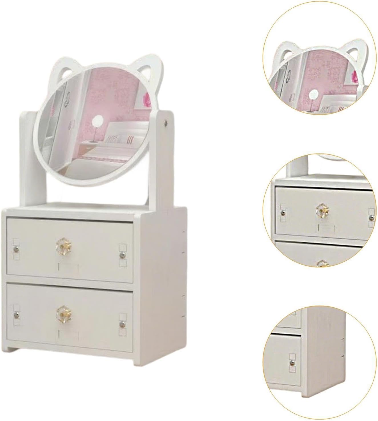 Folpus Makeup Organiser with Mirror, Cosmetic Organiser with Drawers for Office Supplies, Bathroom image number 4