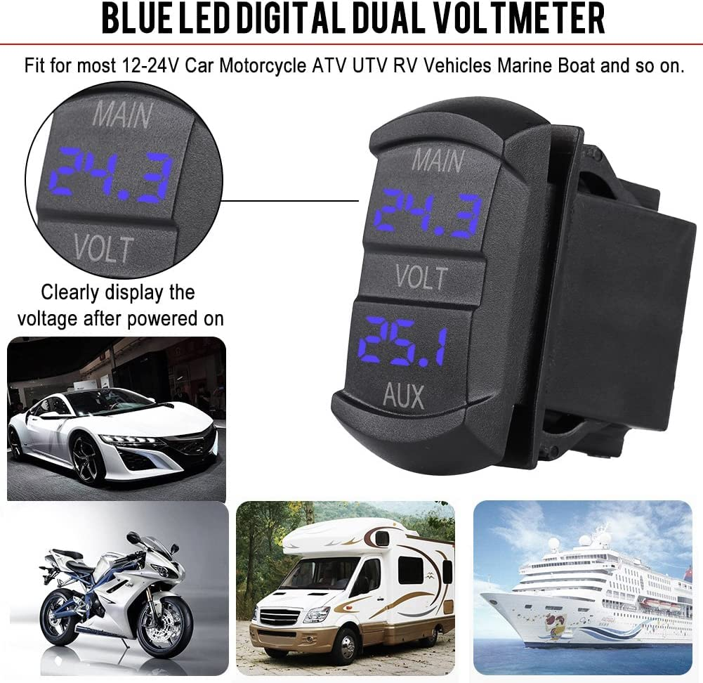 12V Volt Meter Dual Battery Monitor LED Digital Car Boat Voltage Marine Gauge AU image number 1