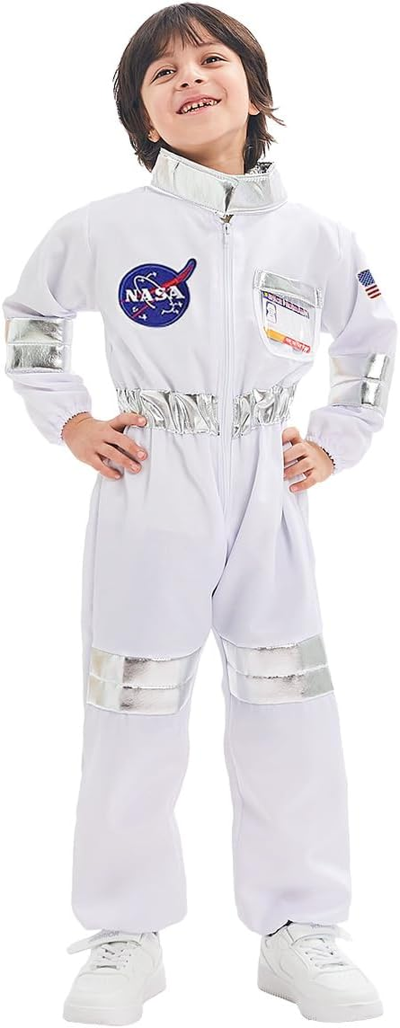 Kids Astronaut Costume NASA Space Jumpsuit for Boys,Girls Astronaut Outfit Halloween Dress Up image number 2