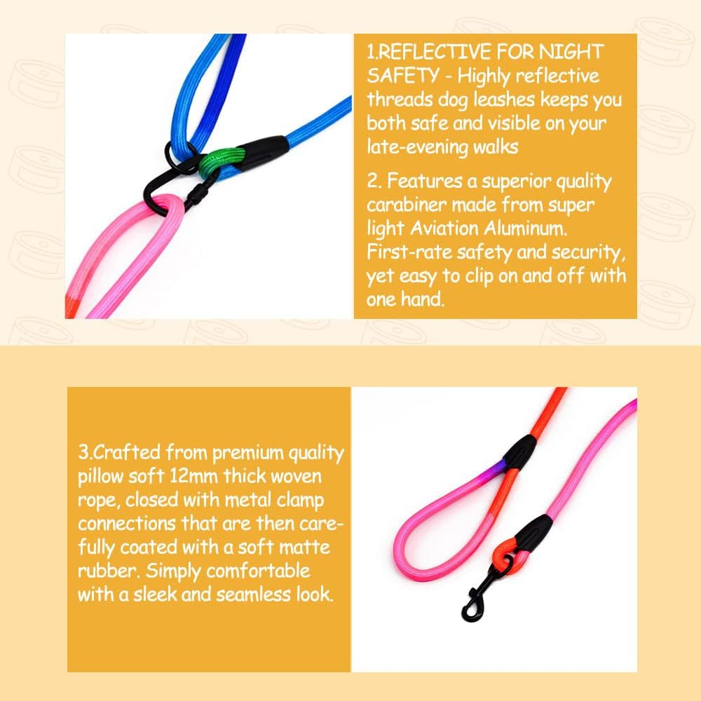 JOPOY Hands Free Dog Leash 9.8Ft Rope Crossbody Dog Leash Reflective for Large Medium Small Dogs Walking, Jogging and Running，Dog Training Leash (Rainbow, 9.8Ft) image number 6