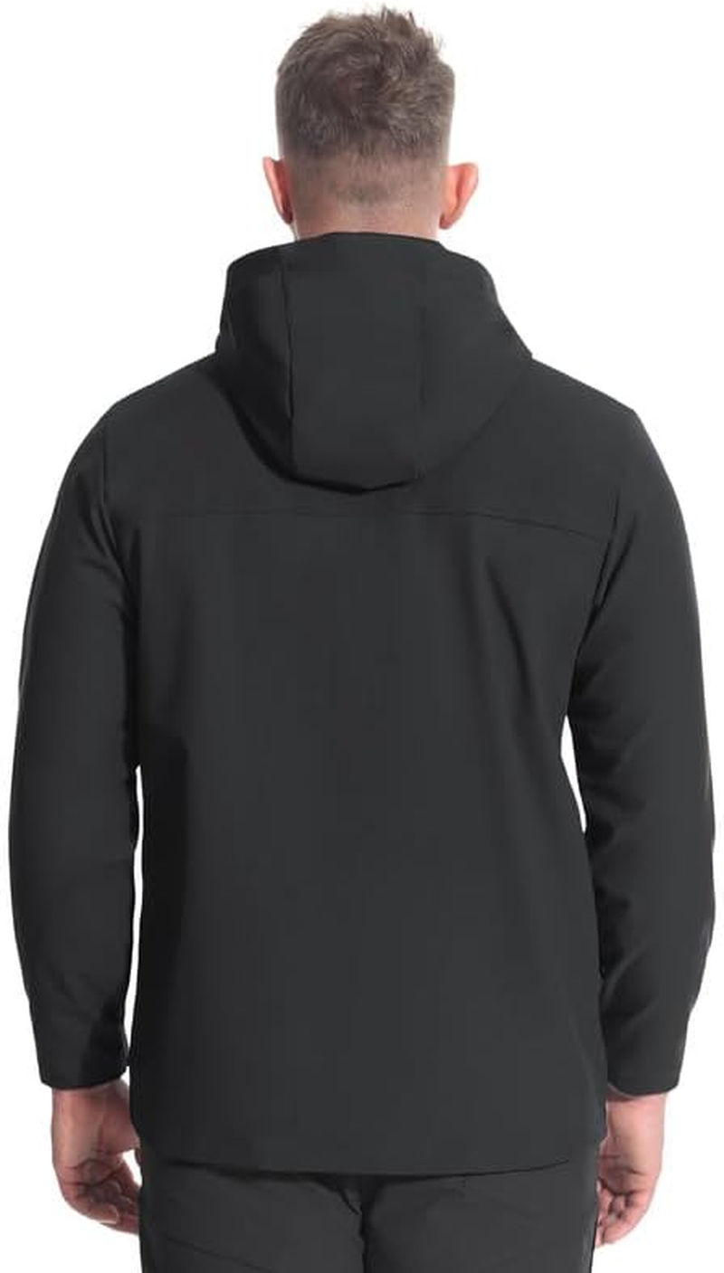 BROKIG Mens 3PT Hiking Softshell Jacket,Windbreak Waterproof Casual Functional Traveling Walking Coat Outdoor Jacket with Hood Zipped Pockets image number 3