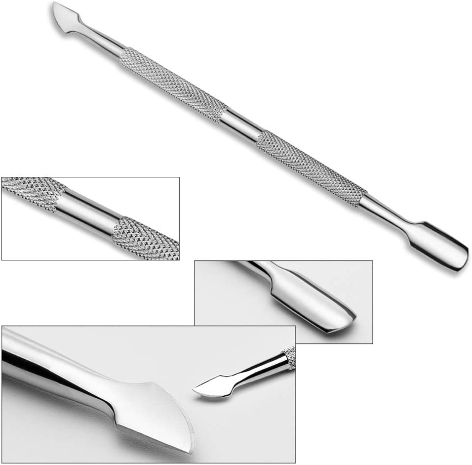 Nail Polish Remover Kit,Sonku Stainless Steel Triangle Cuticle Scraper and Double Head Pusher with 2 Pcs Grey Nail Files 10 Pcs Pink Nail Clips 600 Pcs Nail Wipe Cotton Pads image number 6