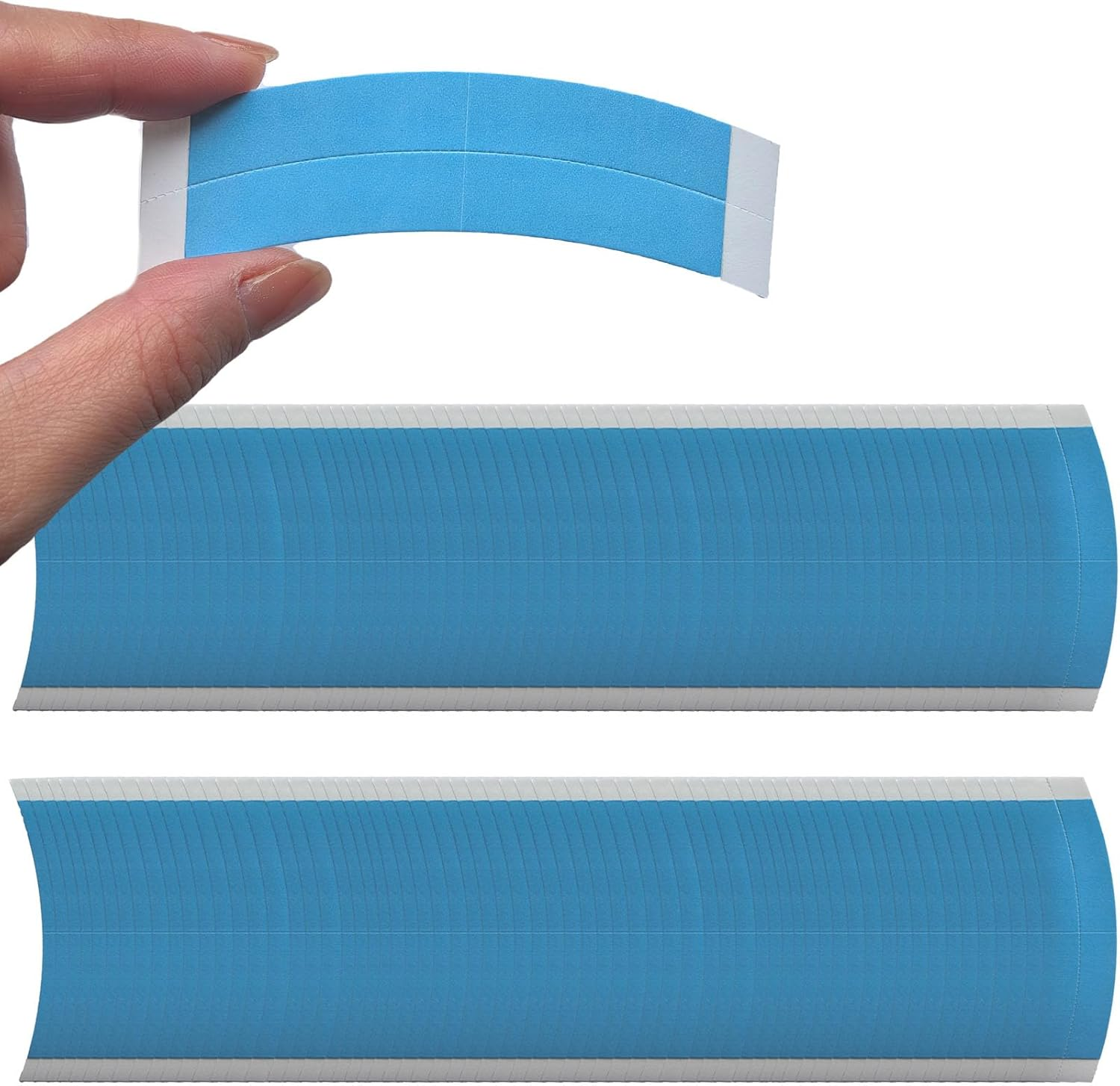 REGODI 108Sheets（324 PCS） Pre-Cut Wig Tape - Double Sided Invisible Adhesive for Lace Wigs & Toupee, Waterproof & Long Lasting Hold, Strong Bonding Strips (Blue) image number 5