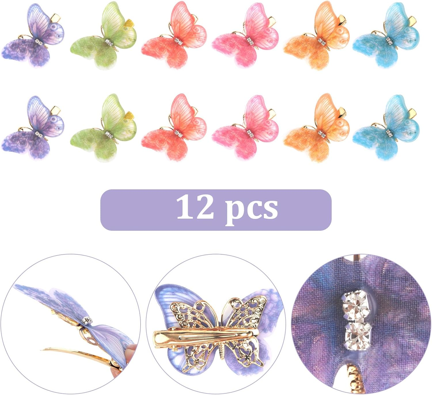 Srotmirw Women'S Hair Clips, Pack of 12 Butterfly Hair Clips for Women and Girls in Everyday Use image number 1