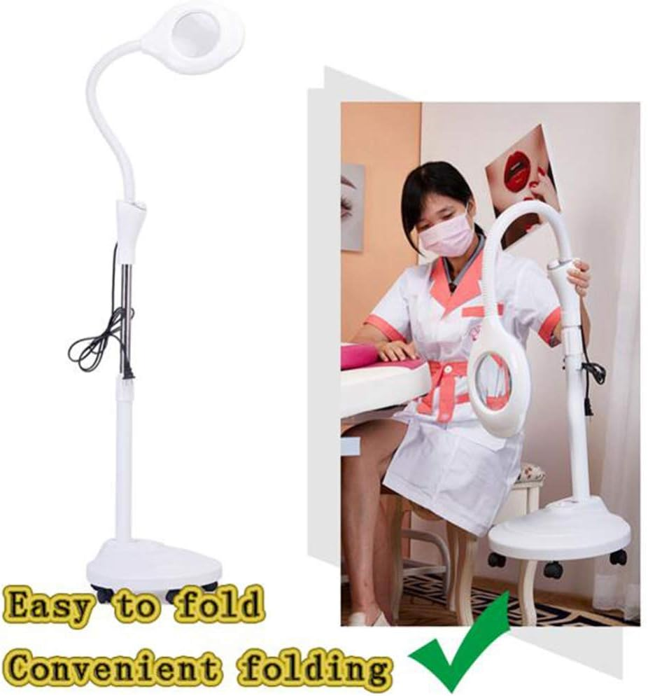 16X Magnification Magnifying Glass with Light Wheeled Floor Standing Hands Free Illuminated Adjustable Magnifier Lamp 360&deg; Rotation Adjustment Reading Crafts Hobbies XXZ image number 4