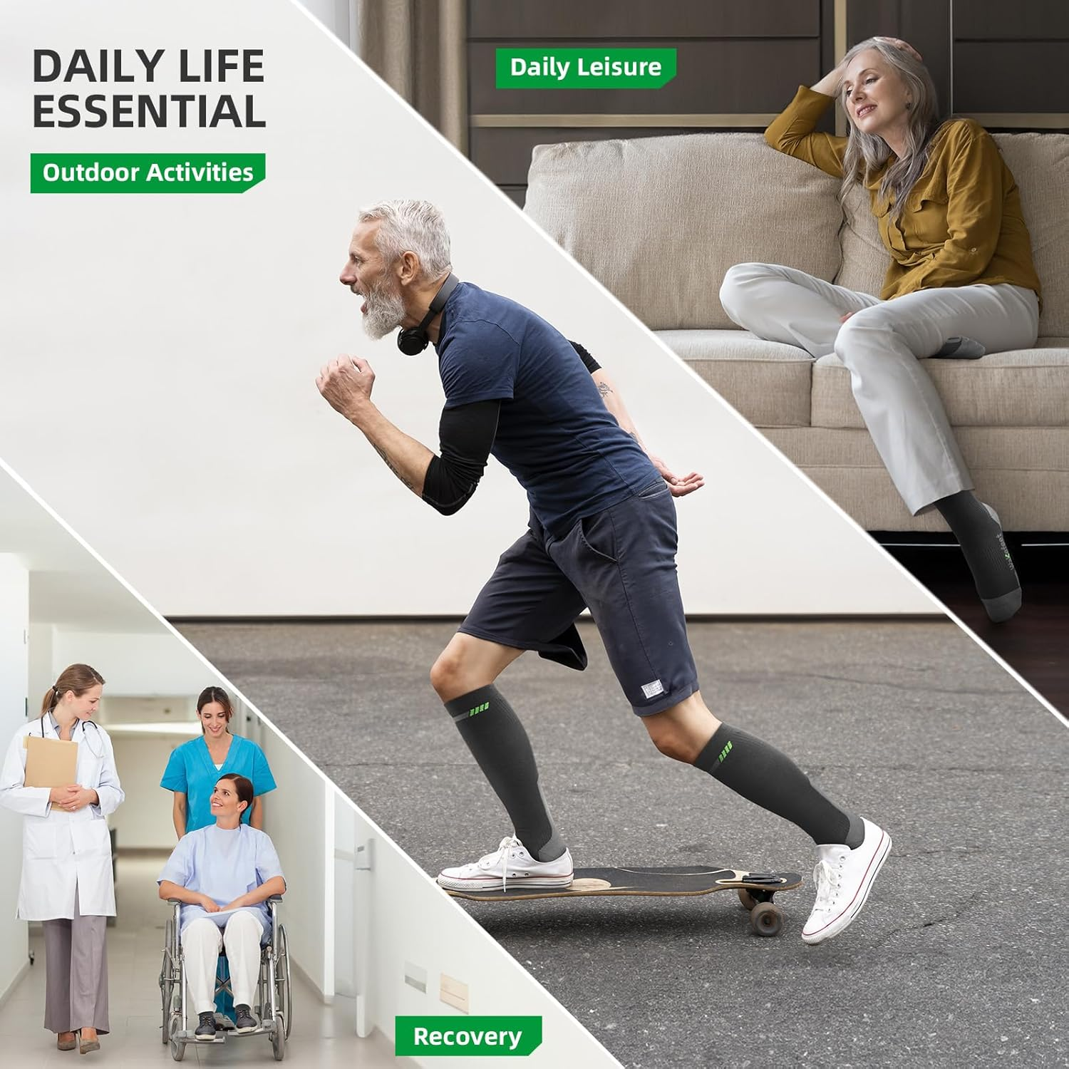 WAKEFEET Medical Compression Socks Men Women 3 Pairs, Compression Stockings 20-30Mmhg for Relieving, Recovery image number 7