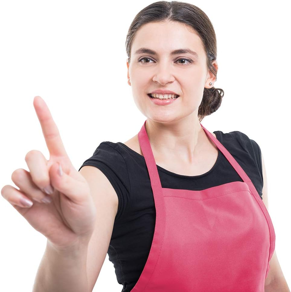 LOYHUANG Total 6PCS Bib Apron Adult with 2 Pockets for Women Men Chef Cooking Kitchen