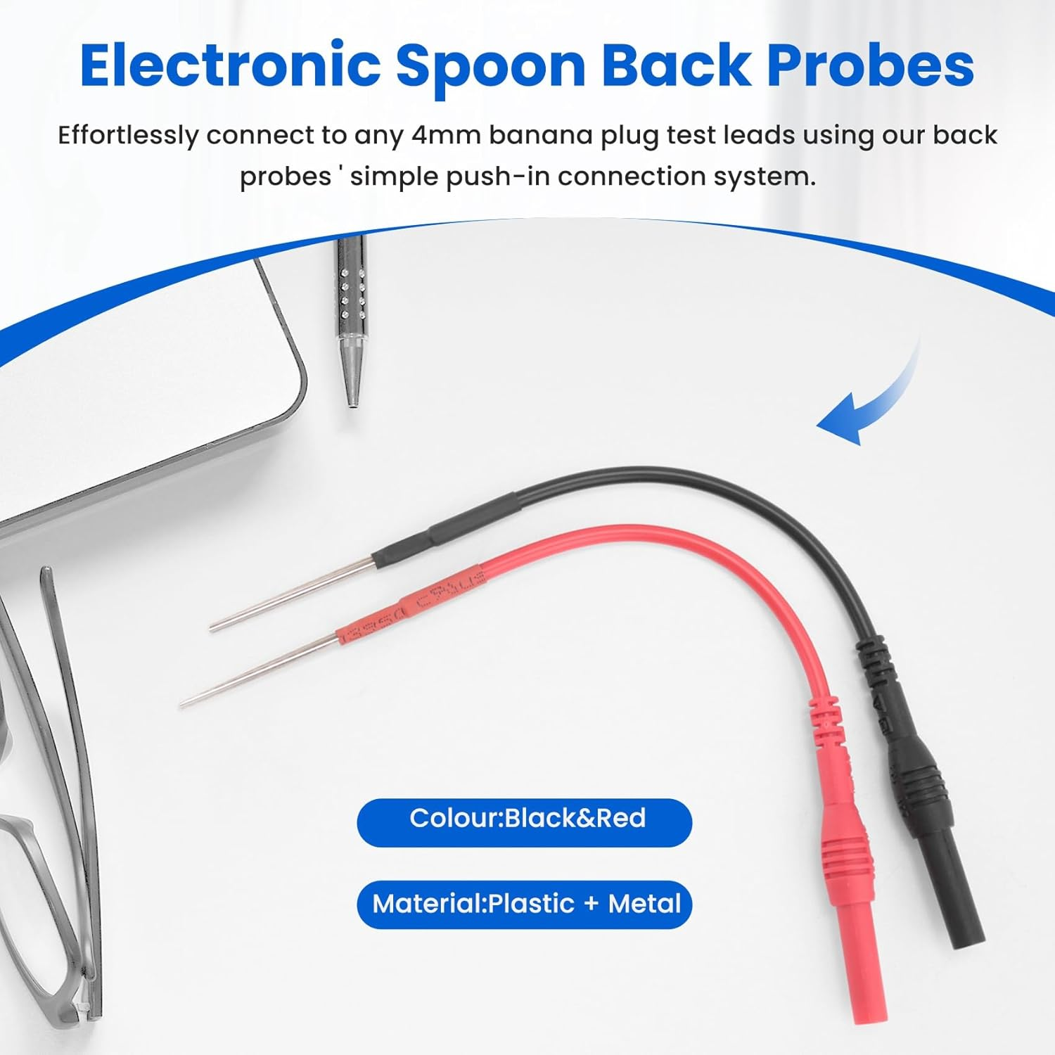 Hepzest 2 PCS Flexible Spoon Back Probes, Back Probe Pins Automotive Compatible with 4Mm Banana Plug Test Leads image number 5