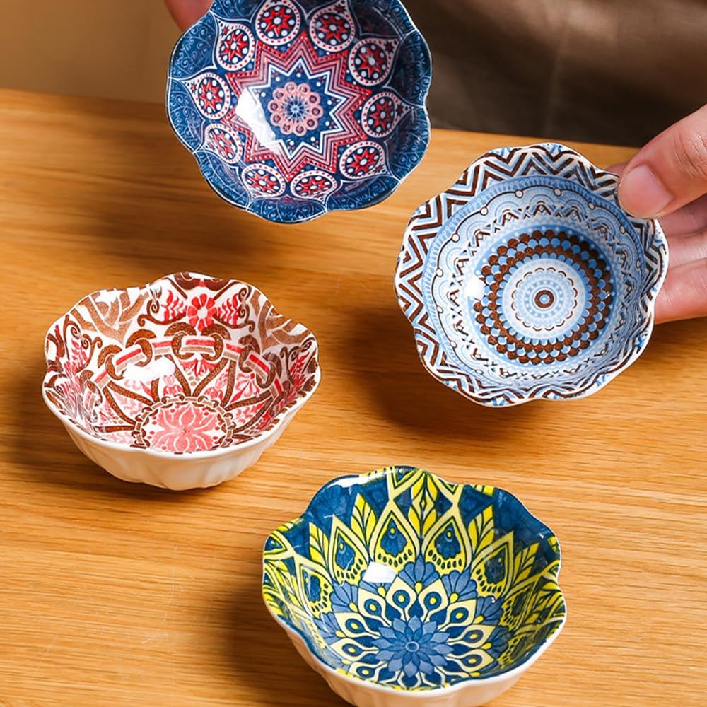 10Pcs 3.3 Inch Ceramic Dipping Sauce Bowls, Dipping Sauce Dishes, Soy Sauce Dish, Side Dish Bowls, Small Dip Bowl for Condiments, Appetizer, Dessert, BBQ, Sushi (Circular Shape) image number 6