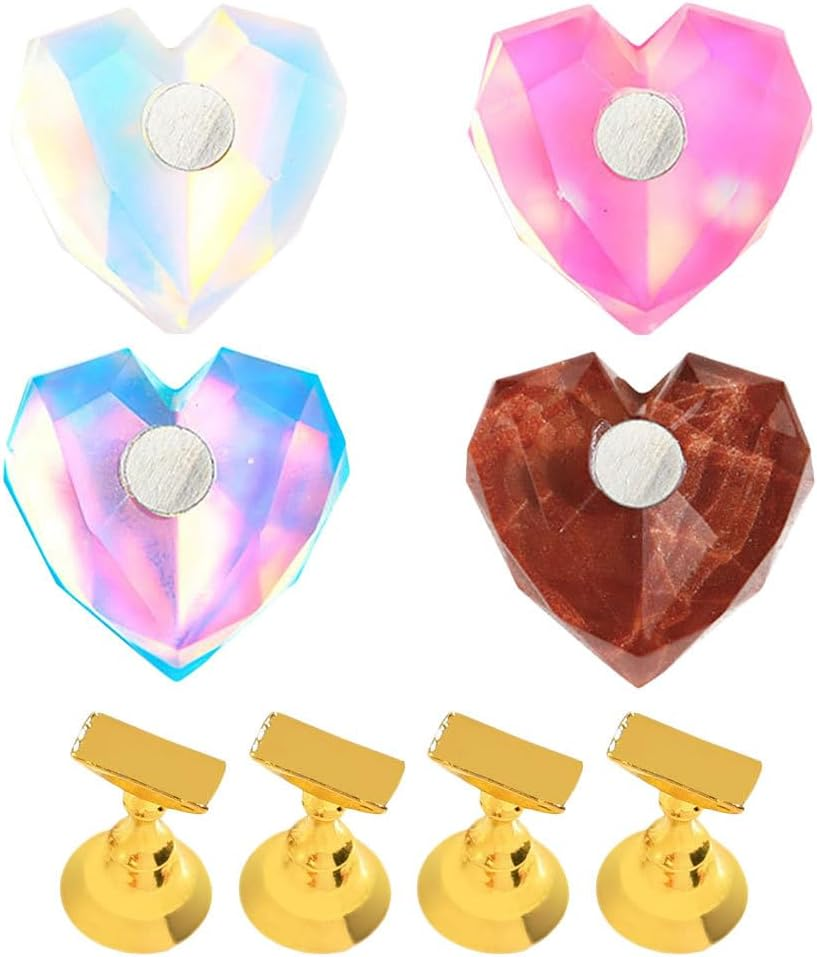 4Pcs Nail Tip Practice Stand: Heart Nail Display Stand - Unique for Realistic Hand Simulation for Training and Display Salon Home and Travel image number 5