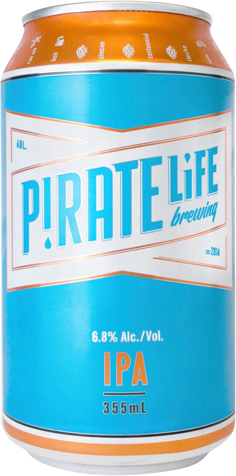 Pirate Life India Pale Ale, Premium Australian IPA, Hoppy & Aromatic Pale Ale Beer, 6.8% ABV, 355Ml (Case of 16 Cans)
