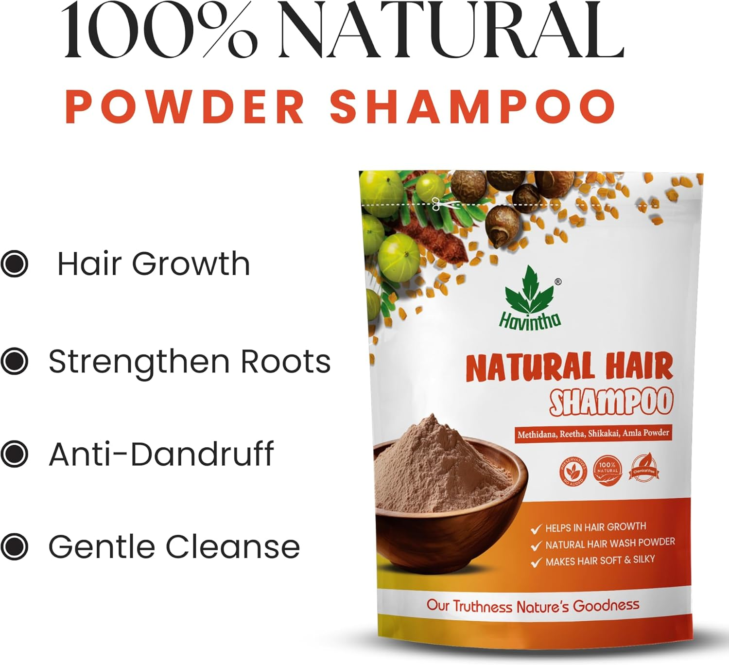 Natural Hair Shampoo with Amla, Reetha, Shikakai and Methi Dana Powder Hair Wash - 227 Grams (Advanced Shampoo) image number 3