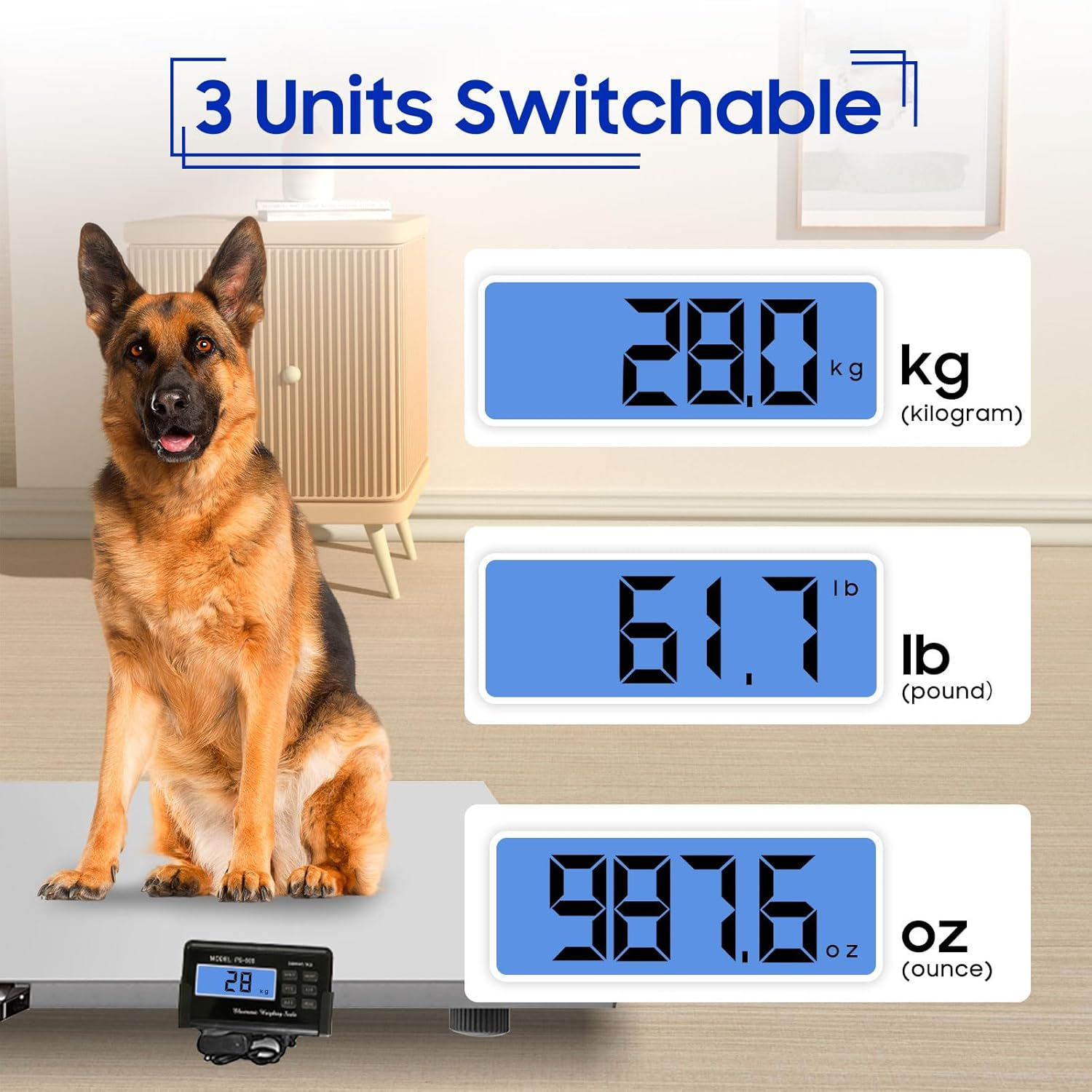 1100Lbs X 0.2Lbs Digital Livestock Scale Large Pet Weight Scale Stainless Steel Platform Electronic Heavy Duty Postal Shipping Scale for Large Dog Sheep Goat Pig Sheep Cattle image number 1