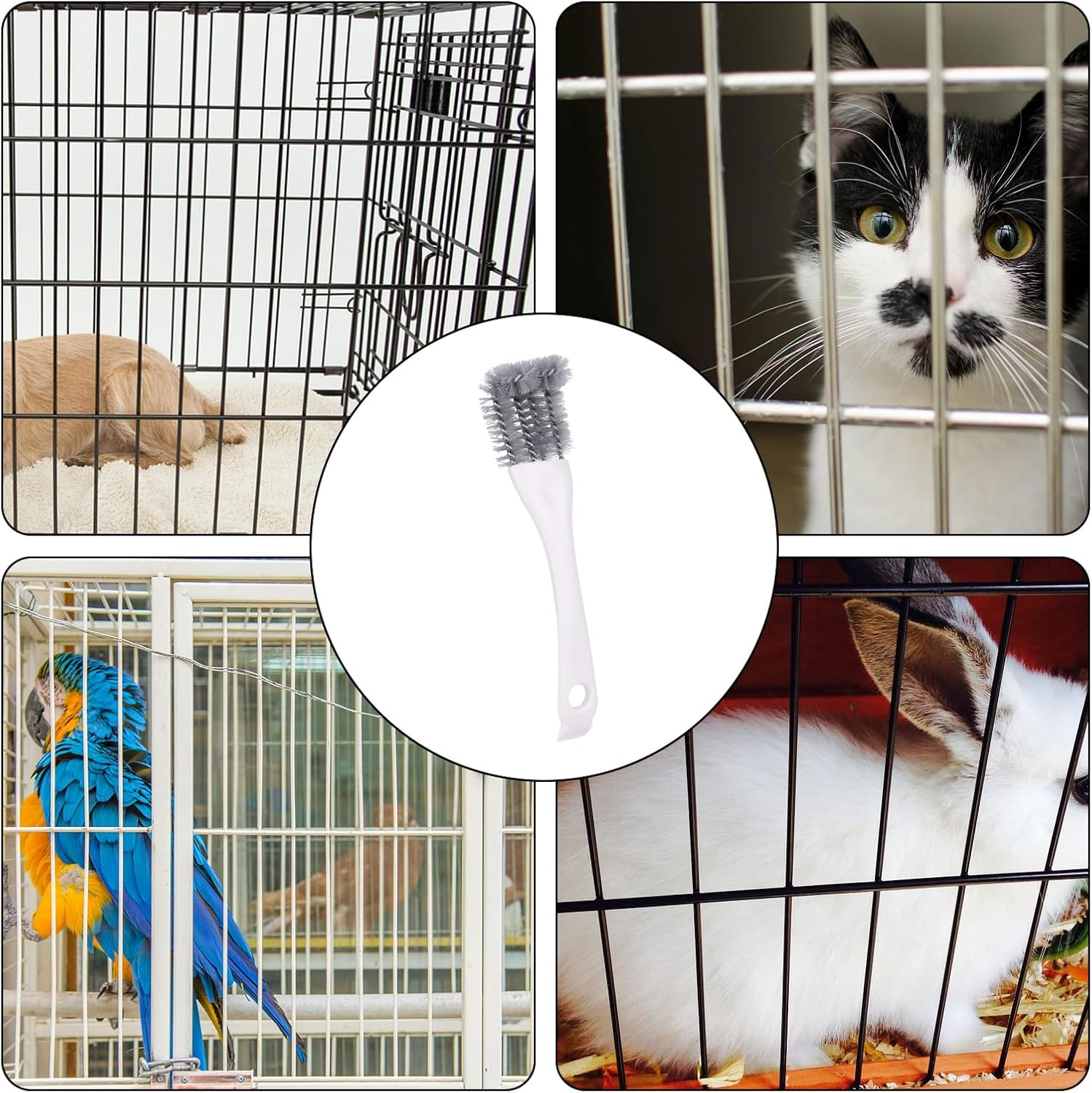 Bird Cage Cleaning Brush with Long Handle, Bird Cage Cleaner Durable Droppings Removal Tool for Pet Parrot Perches