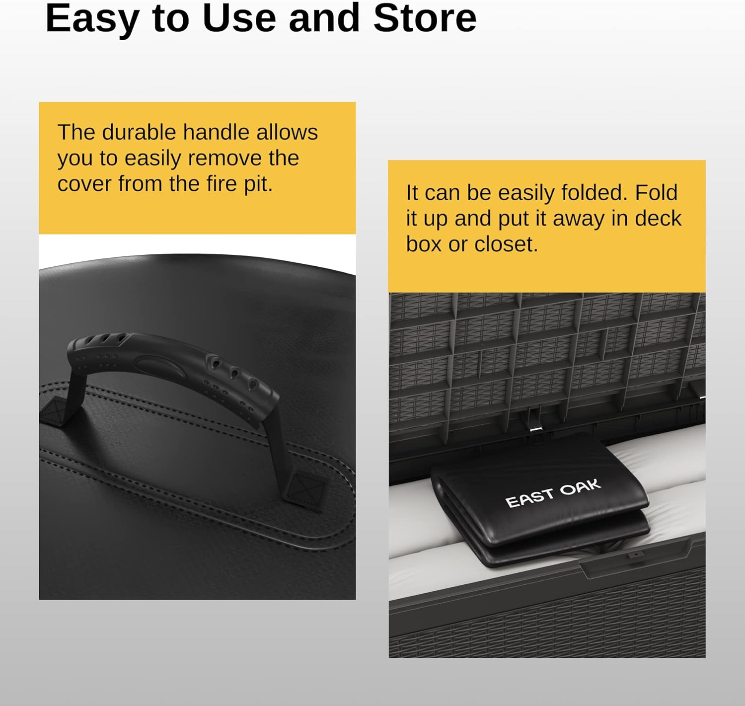 EAST OAK 21'' Fire Pit Cover for Outdoor Smokeless Firepit, 500D Heavy Duty Fabric Bonfire Pit Accessories for Camping, Waterproof, Dustproof, and All-Weather Resistant, 21.26"Dia X 13.97"H, Black image number 2