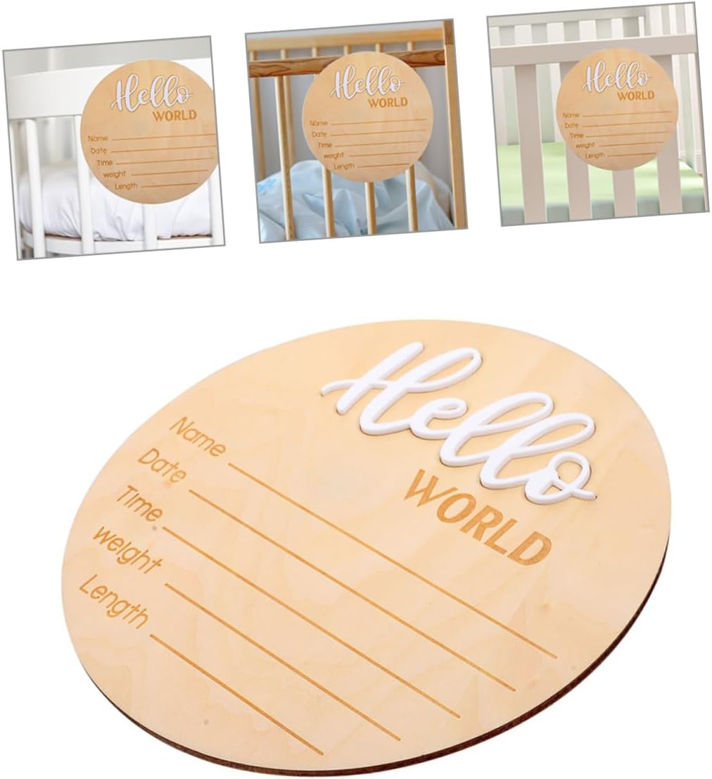 2Pcs Wooden Name Sign for Newborn Birth Announcement Photo Prop Sign for Hospital Birth Records Sturdy and Safe for Newborn Photography image number 2