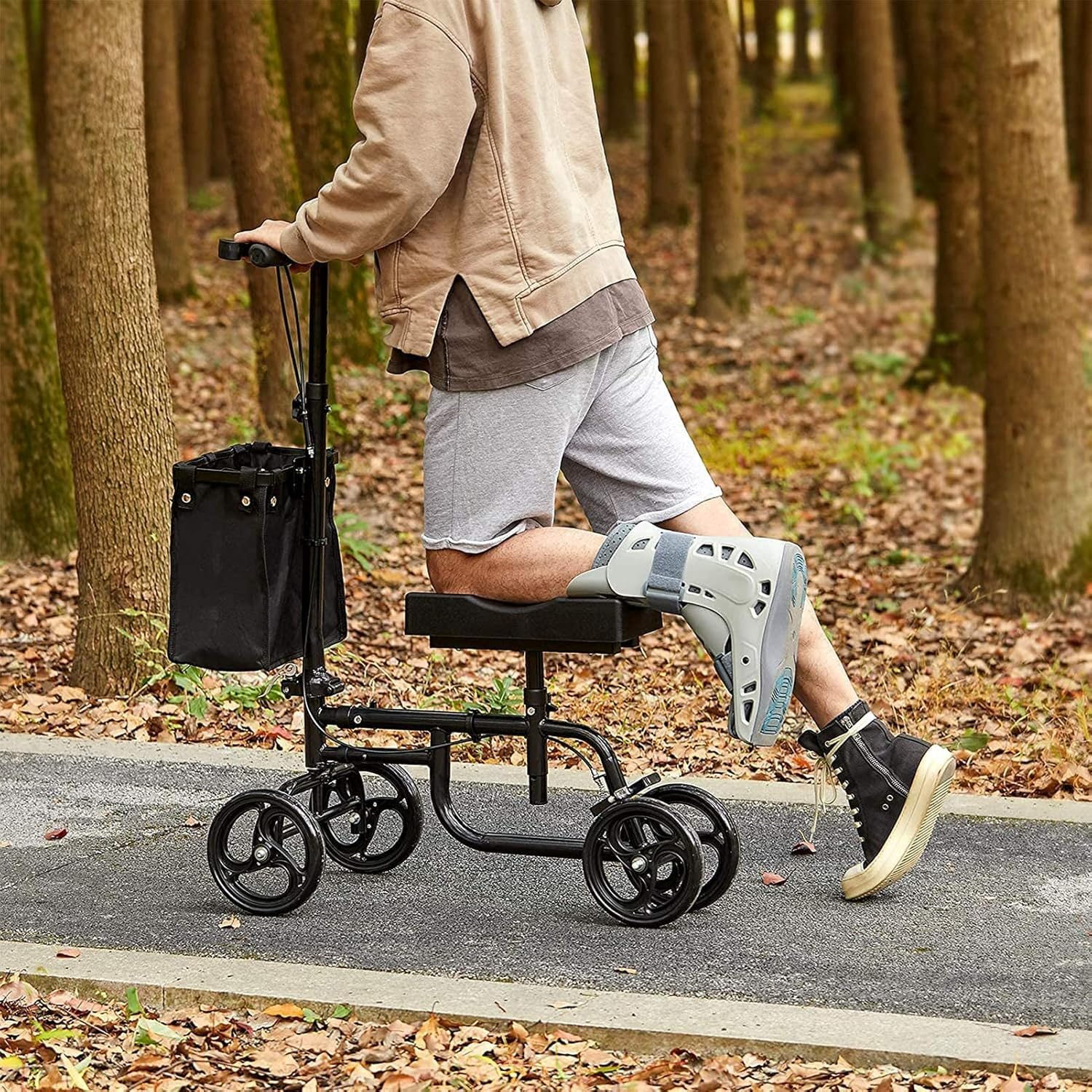 Knee Walker, Knee Scooter for Injuries with Dual Brakes, Basket - Collapsible and Adjustable Scooter, Broken Leg Caddy, Better Alternative to Crutches image number 1