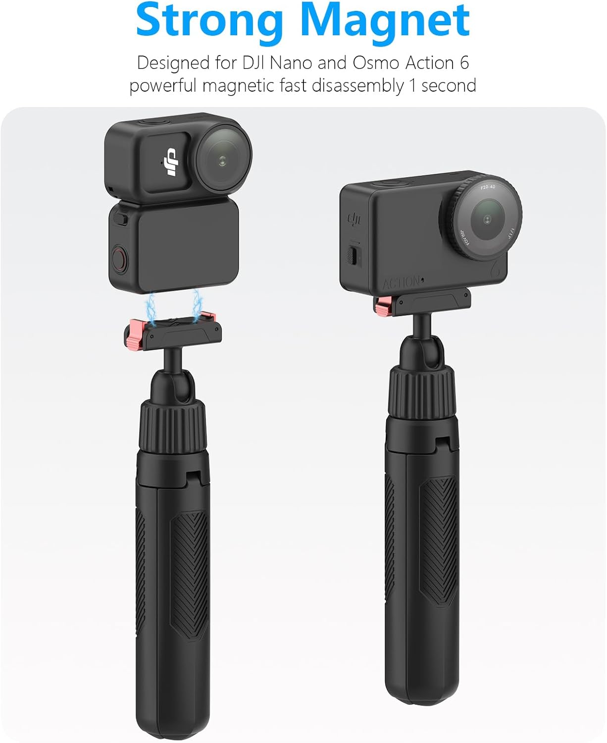 40Cm/15.75" Selfie Stick Tripod Stand for Osmo Nano Action 6 with Magnetic Quick Release Adapter, 360 Rotation Mini Extension Rod Extended Pole Handle Grip Monopod for DJI Nano Osmo 6 Accessories image number 2