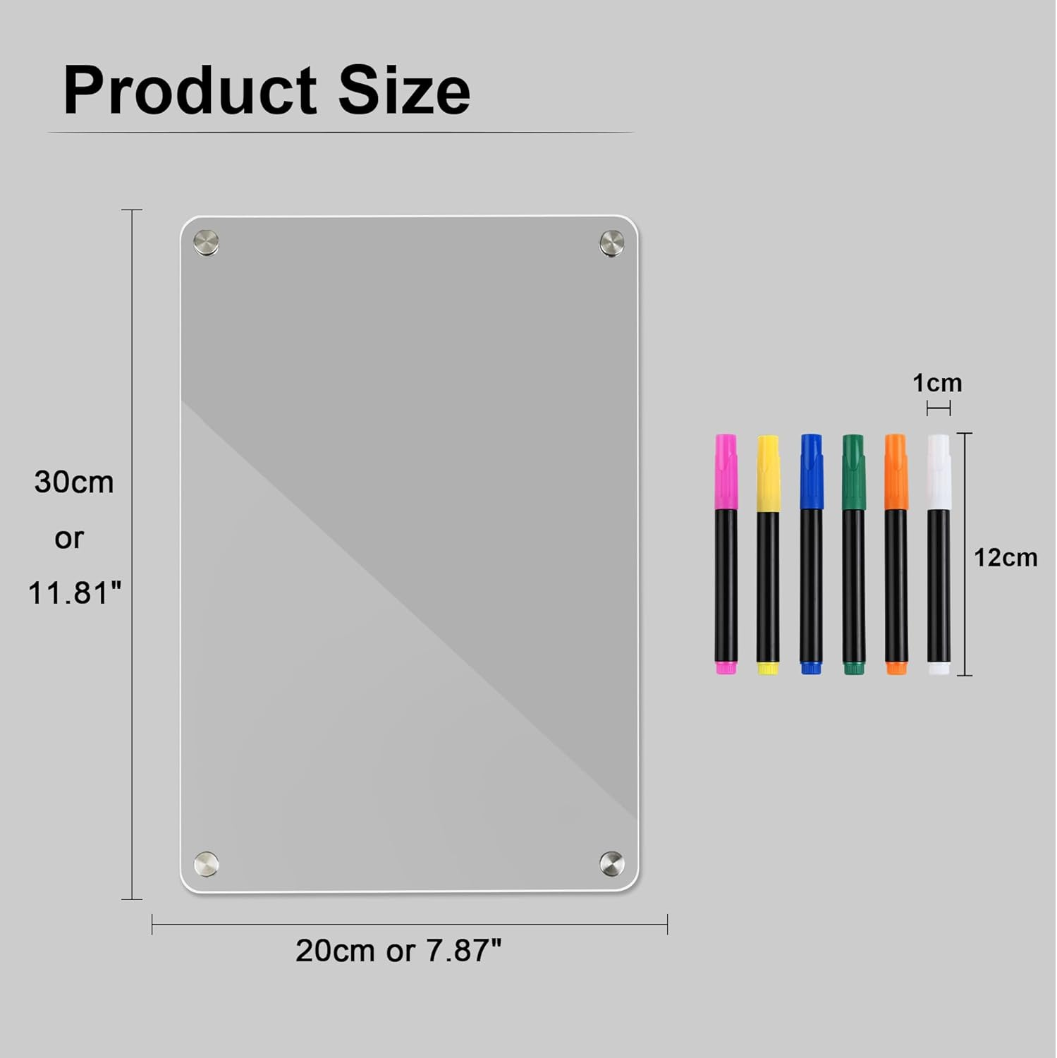 Acrylic Fridge Planner, 30 X 20 Cm Magnetic to Do List, Weekly Meal Planner Magnetic Fridge, Including 6 Wet Erase Markers, Marker Holder, Silicone Pads and Wipe Cloth. - 33 X 22 Cm Weekly Planner  Memo image number 3