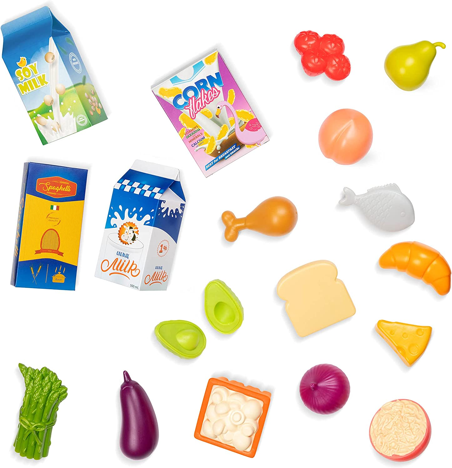 B. Toys &ndash; Play Food & Basket &ndash; 18 Pieces of Toy Food &ndash; Grocery, Cooking, Play Kitchen Toys &ndash; Pretend Play Set for Toddlers, Kids &ndash; 2+ Years &ndash; Freshly Picked image number 3