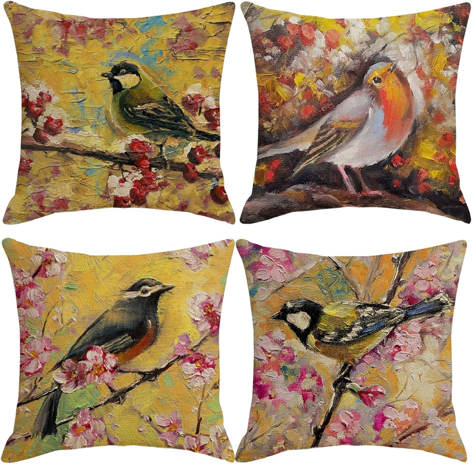 Home Decorative Throw Pillow Covers - Set of 4 Soft Throw Pillow Covers Cushion Case for Sofa Living Room Indoors Outdoors 18X18 Inch (Dark Blue)